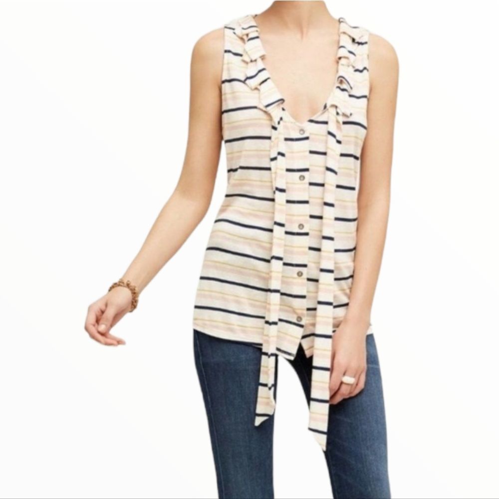 ANTHROPOLOGIE Dolan Left Coast Ruffle Neck Stripe Top